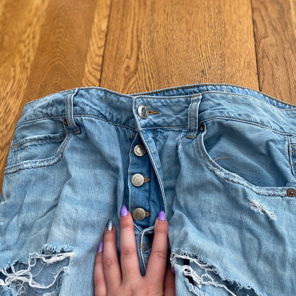 Distressed mom jeans